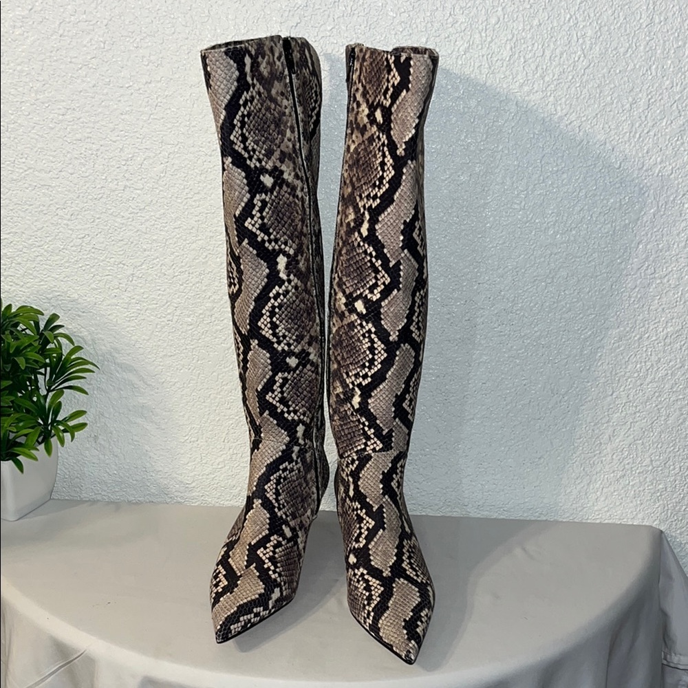 Gianni Bini Gray and Cream Over the Knee Boots - Picture 2 of 15